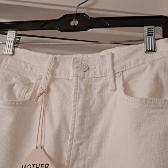 Mother Dagger FloodHighRise Straight Cut V Shaped Hem White Jean S26 Excellent - Picture 3 of 11